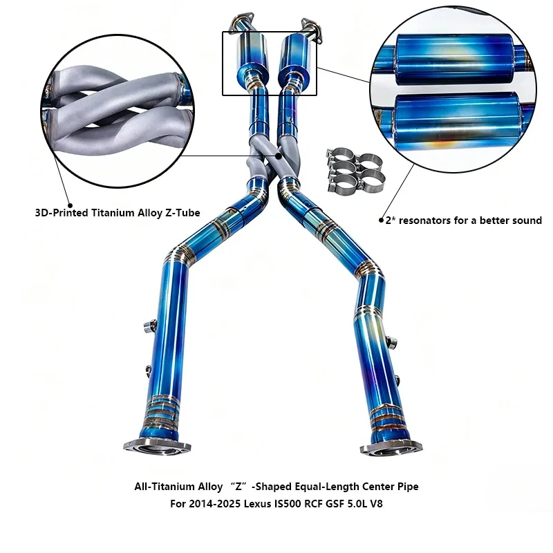 High Quality Suitable for 2014-2025 5.0L 3.5L Titanium Equal-Length Z-Pipe Exhaust System with Resonator Performance Style
