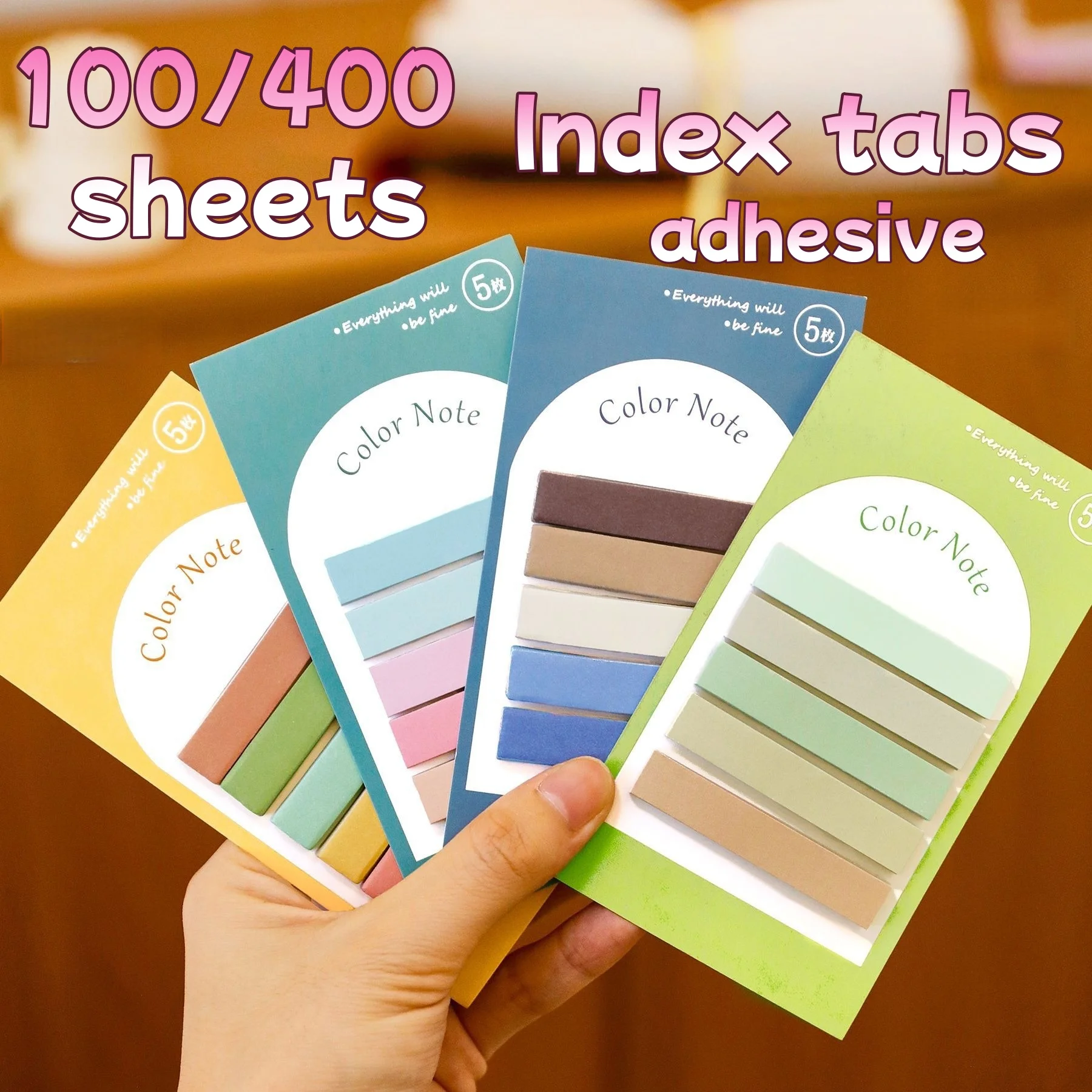 

100/400 листов липких индексных вкладок пастельного цвета для офиса, школы, дома, работы, учебы, самоклеящиеся, легко удаляемые липкие заметки