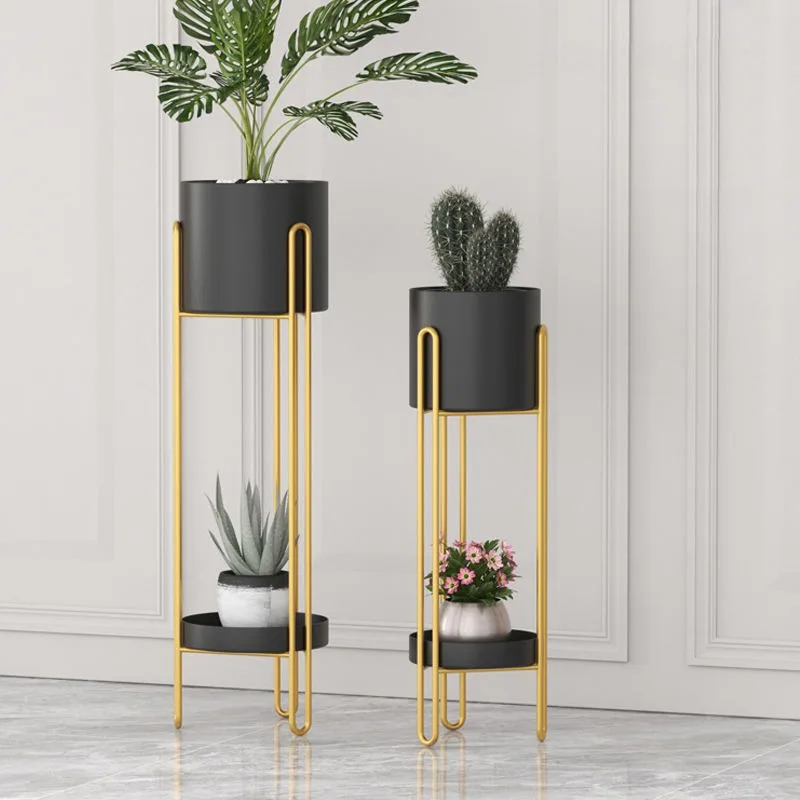 Wholesale Wrought Iron Indoor Decor,Nordic Style Artificial Flower Plant Pot Stand,Metal Gold Plant Flower Pot & Planters