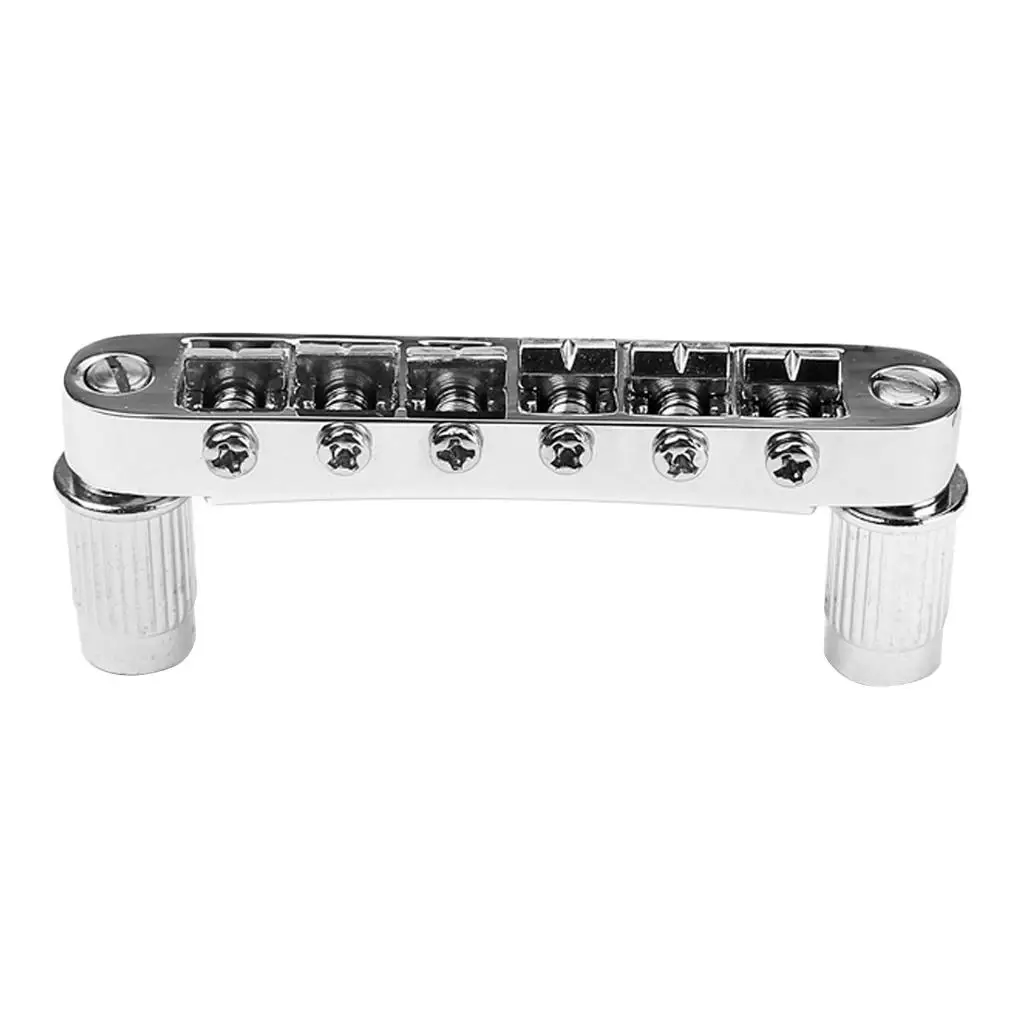 Tooyful Zinc Alloy Chrome Electric Guitar Bridge With 2 Silver Tone Mounting Studs for Guitar Musical Accessories