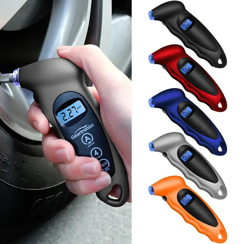 

Digital Tire Pressure Gauge 100 PSI 4 Settings Portable Tire Gauges Tyre Repair Tools With Backlit LCD And Non-slip Grip For