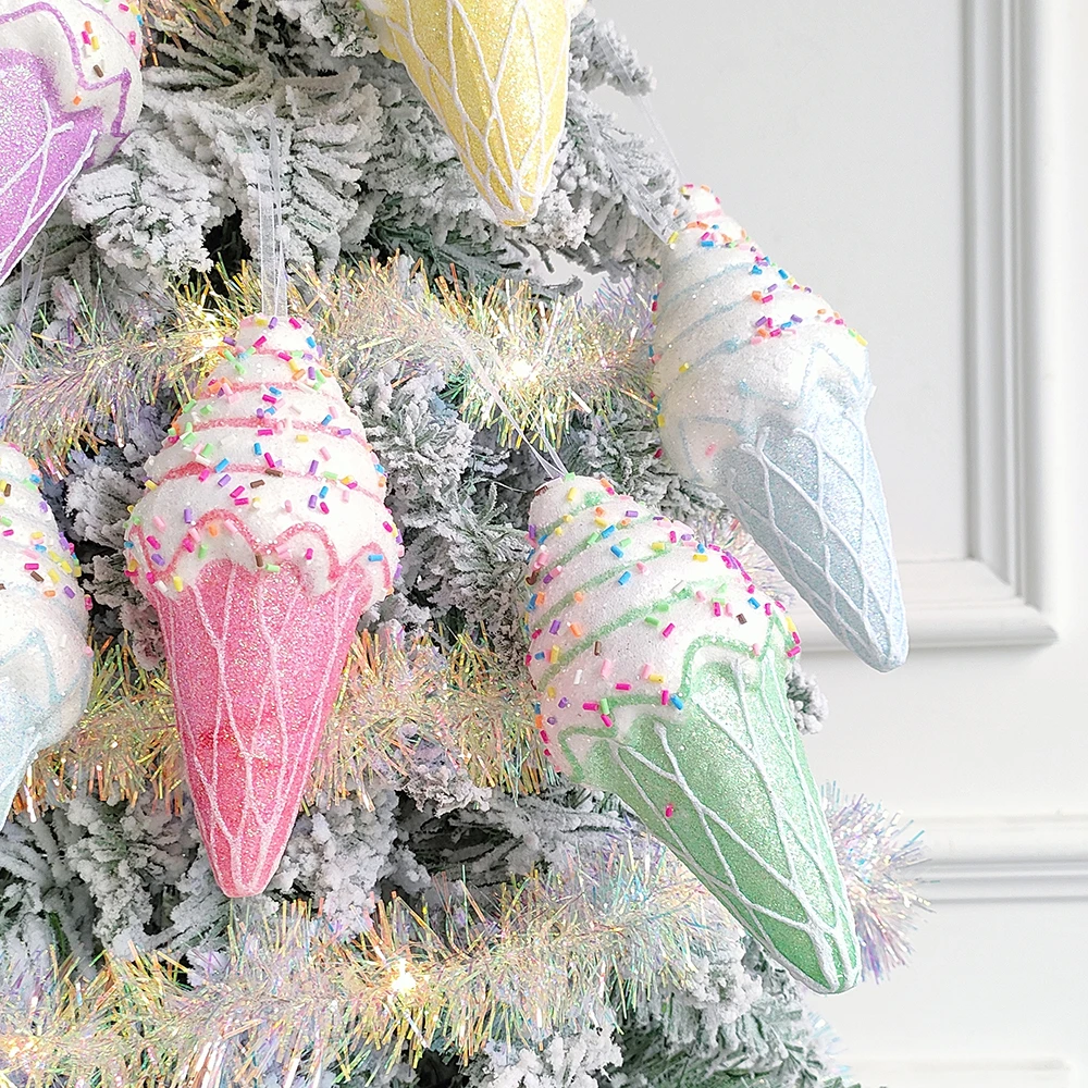 5/6Pcs Boxed Christmas Ice Cream Donut Cake Pendant Cute Christmas Hanging Ornaments Xmas Tree Home Decoration Noel Navidad 2023