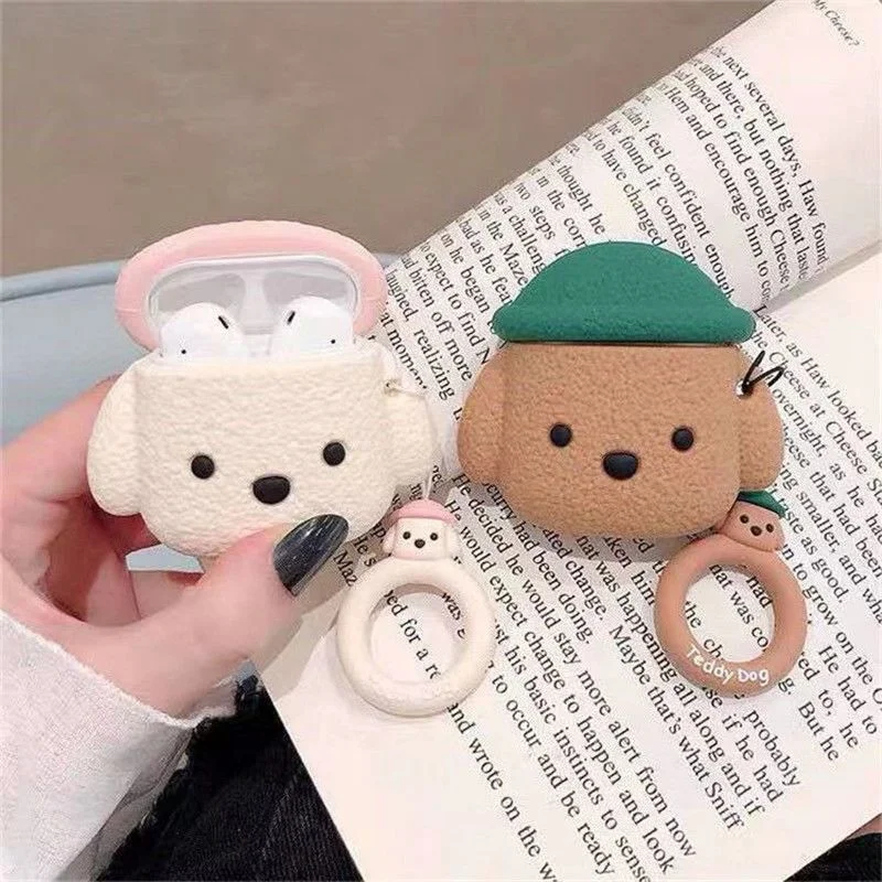 جديد لطيف الكرتون تيدي الكلب ثلاثية الأبعاد واقية بلوتوث سماعة غطاء سيليكون ل Airpods برو 2 حافظة Airpods 3 حافظة Airpods 1/2