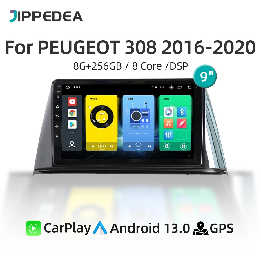 

Android 13.0 CarPlay Car Multimedia Player DSP GPS Navigation RDS 4G LTE WiFi Bluetooth Car Radio For PEUGEOT 308 2016-2020
