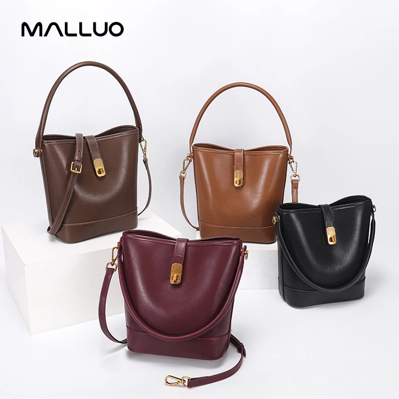 Women\'s Genuine Cow Leather Shoulder Bags Ladies Fashion Versatile Designer Luxury Crossbody Bag Female Bucket Handbags for lady