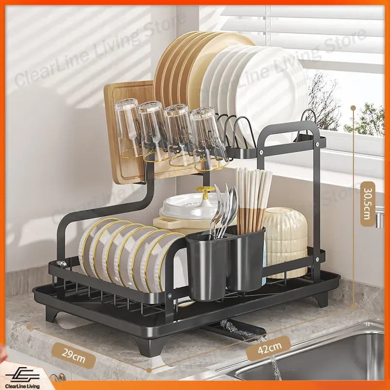 

Kitchen Sink Drain Rack Countertop Dish Drying Rack Bowl Chopsticks Storage Basket Dishwasher Safe Stainless Steel Drainage