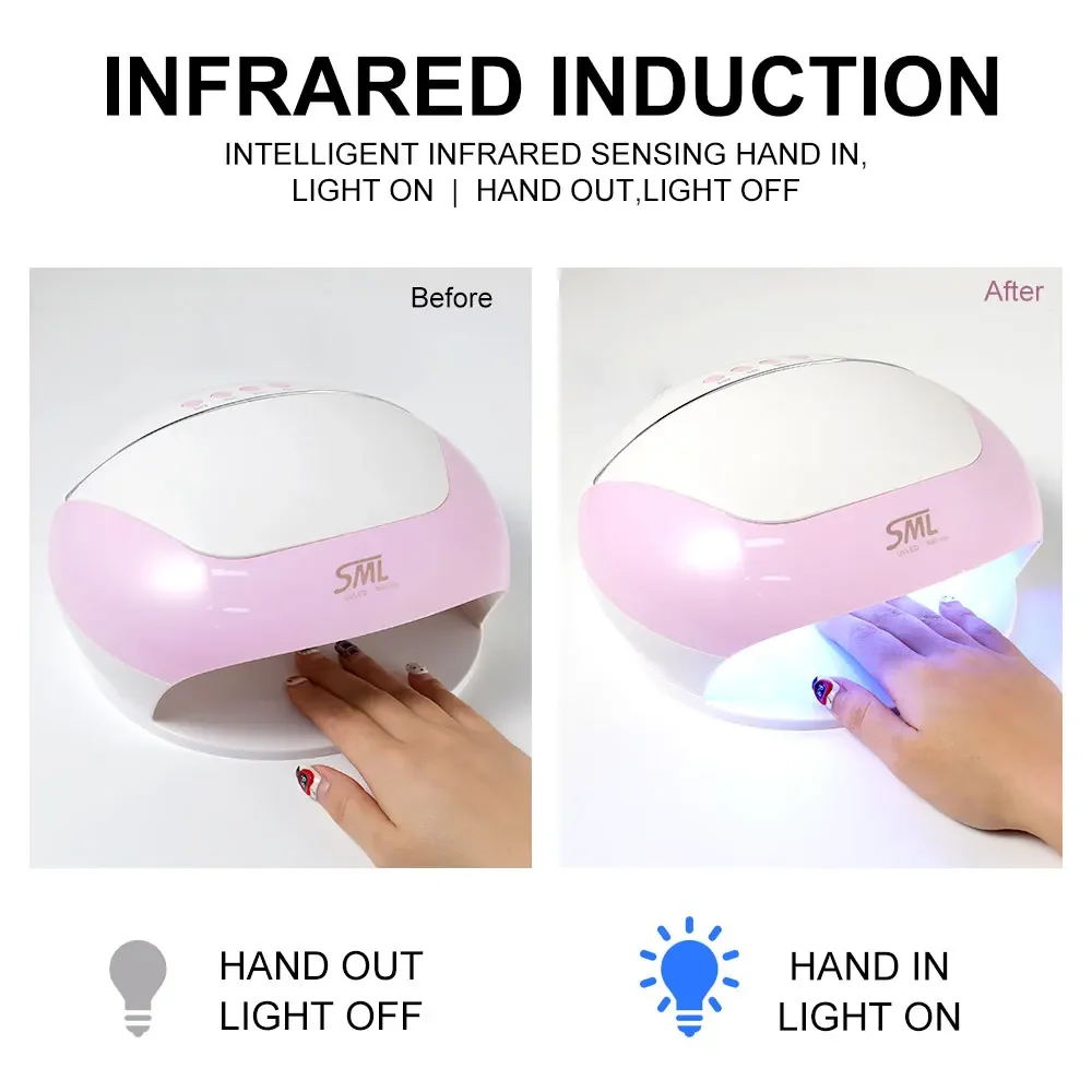 60 LED الأشعة فوق البنفسجية مسمار الفن مصباح المهنية مسمار مجفف قاعدة قابلة للإزالة مع الموقت والاستشعار الذكي لعلاج هلام البولندية مسمار أداة فنية #5