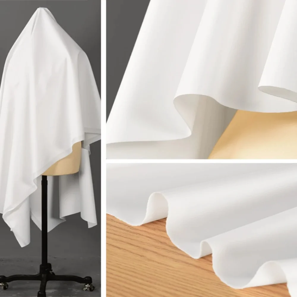 

Искусственная кожа ПУ, белая, мягкая, микроэластичная, устойчивая к сминанию, дизайнерская ткань для пошива курток и одежды, ткань на метры для рукоделия и DIY