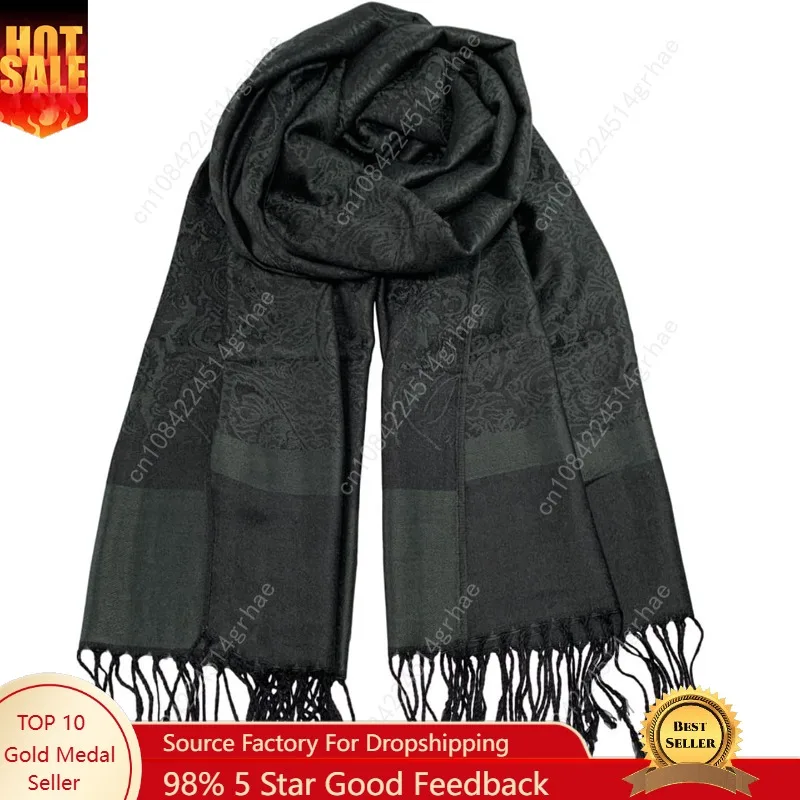 

Two Tone Silky Paisley Pashmina Shawl Wraps for Women Jacquard Pashminas Wrap Rave Scarf Soft