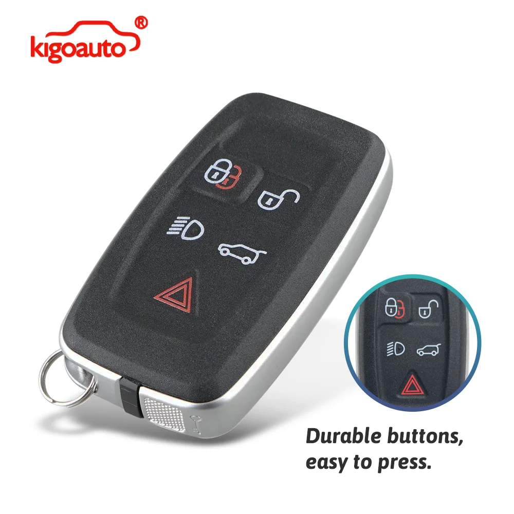 Kigoauto Smart Key Case 5 Button for Landrover Range Rover Sport LR4 2010 2011 2012 FCC KOBJTF10A P/N AH22-15K601-AD