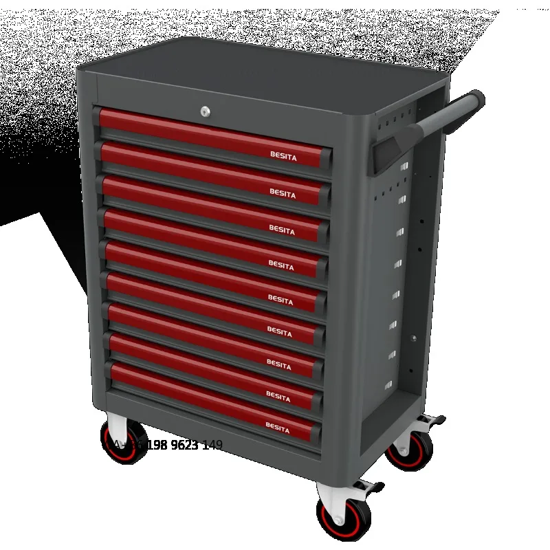 Professional  Tool Set With Adjustable Wrench & Rolling Tool Cabinet Durable Garage Storage For Automotive Repair & Mechanic Use