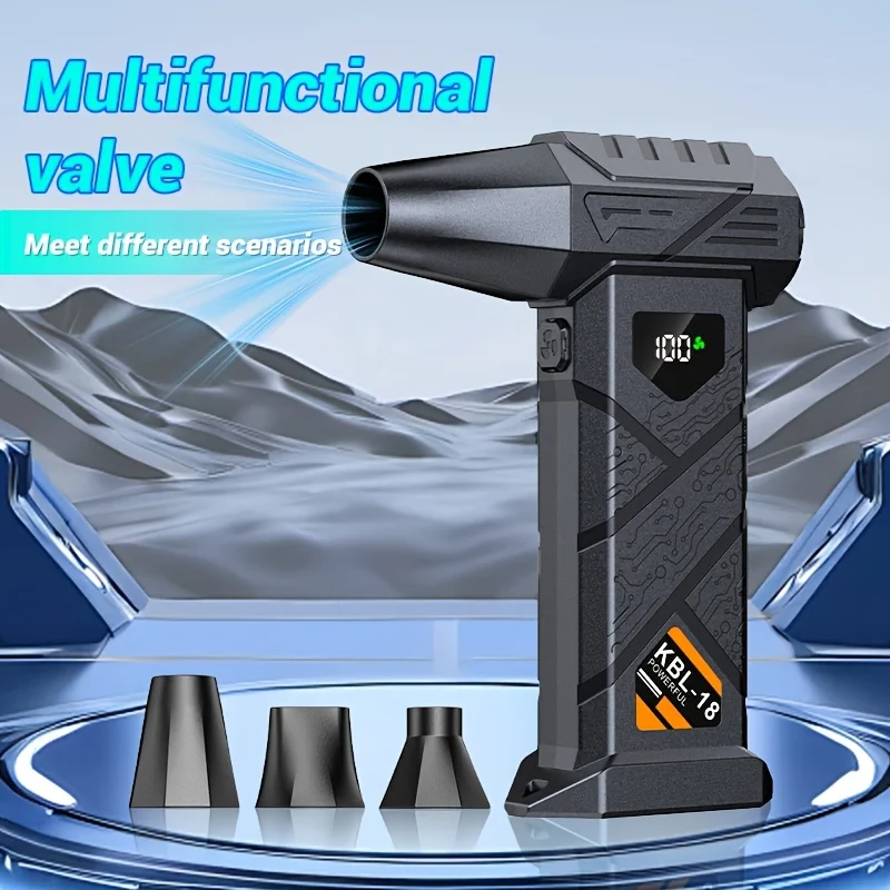 1 PC Cordless Turbo Fan, Portable Personal Fan with Rechargeable Hairdryer Function, Large-Capacity Lithium Battery Equipped