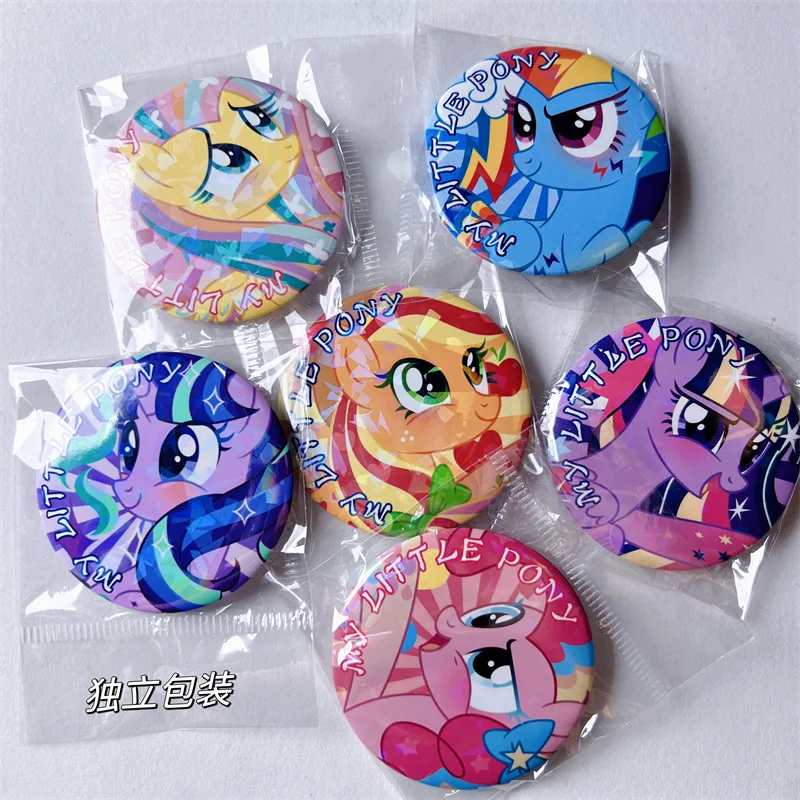 58MM My Little Pony Cartoon Badge Cosplay Anime Cute Brooches Handmade Laser Pins for Clothes Backpack Jewelry Accessories Gift