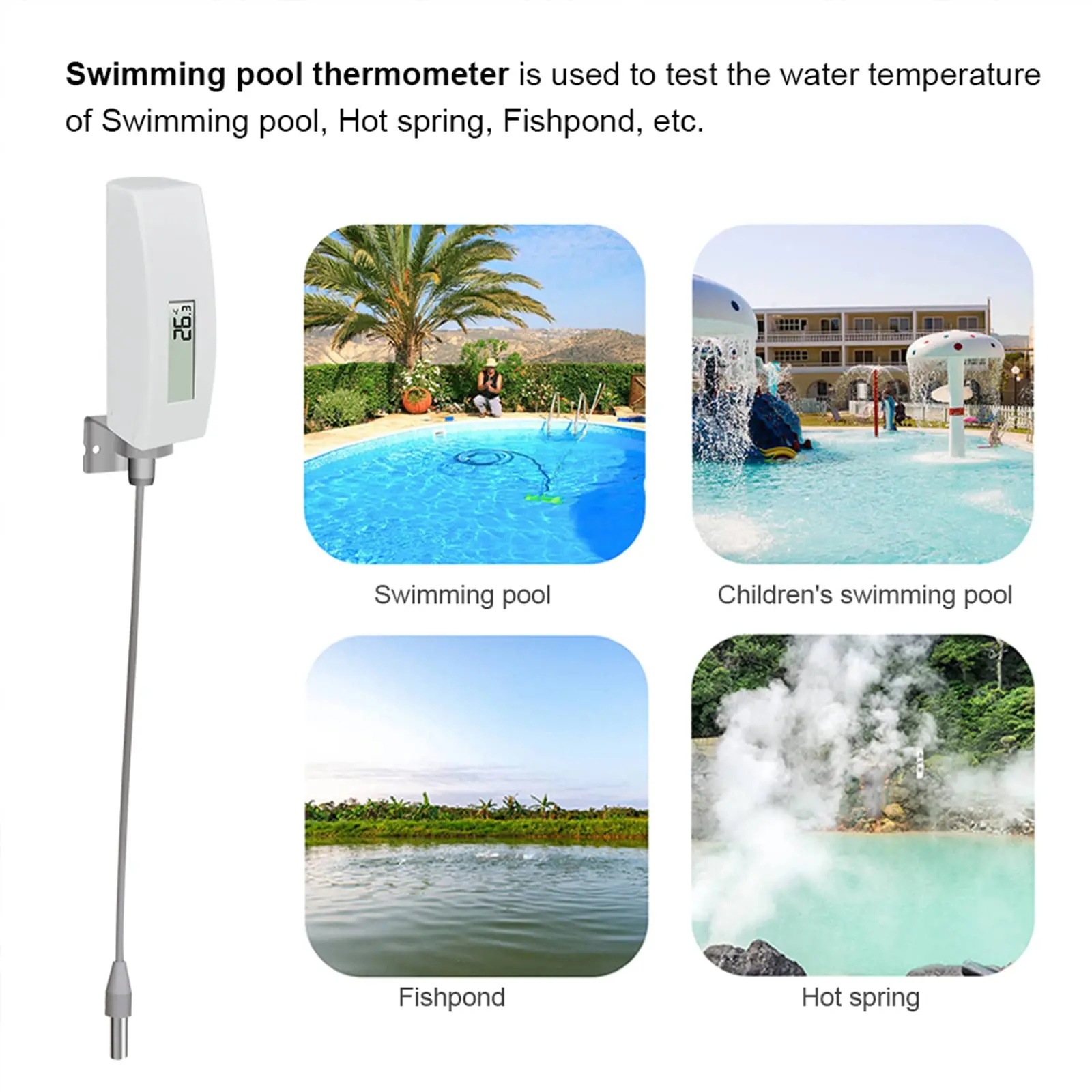 Imagem -05 - Ecowitt-termômetro de Piscina Digital à Prova Dágua com Display Lcd Sensor de Temperatura da Água Fácil de Montar Sensor de Cabo 10ft