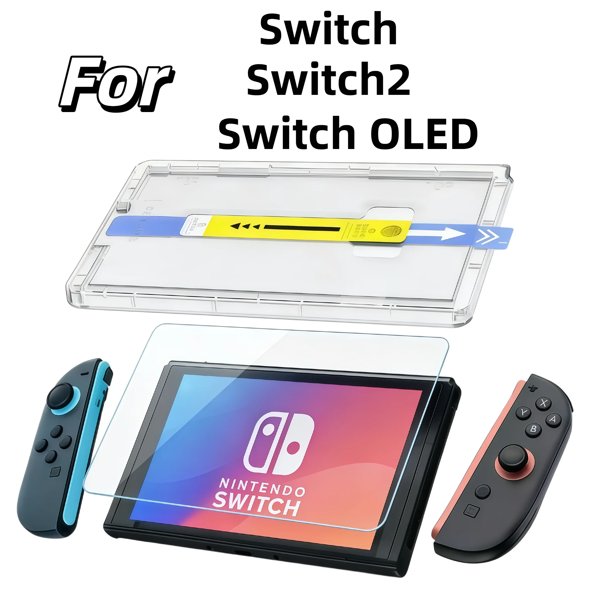 For Switch 2 OLED Tempered Glass Screen Protector 9H Hardness Anti-Scratch Bubble-Free Alignment Kit with No Dust