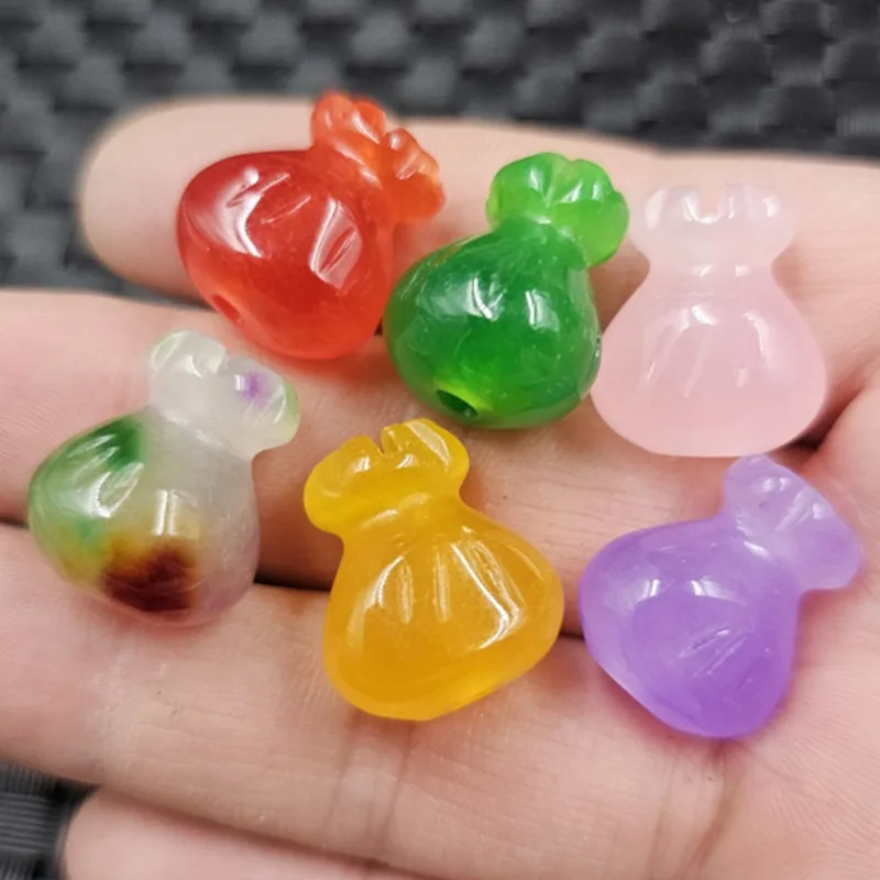 

Turquoise Through-hole Jade Loose Beads Three-dimensional Money Bag Necklace Pendant Accessories Wholesale 10PC/LOT