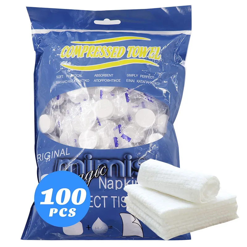 100Pcs Mini Compressed Towel Disposable Face Compressed Towels Soft Compressed Hand Wipe Portable Compressed Coin Tissue