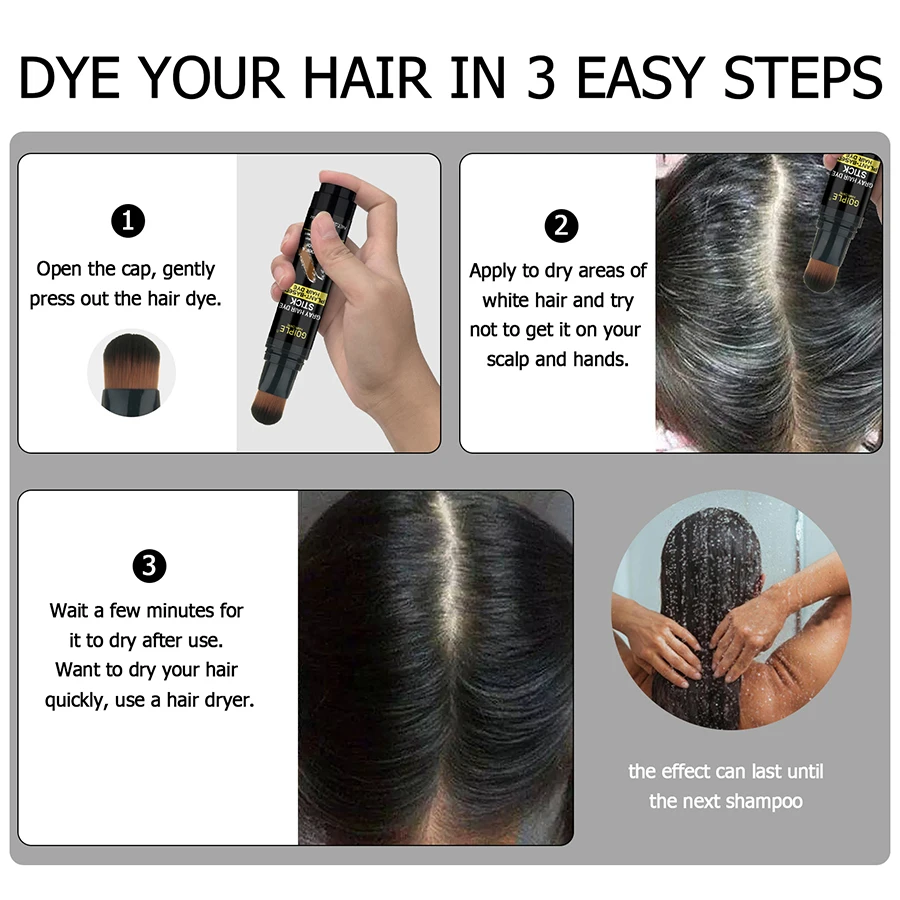 رمادي صبغ الشعر عصا مقاوم للماء شعري والجذر المخفي قلم الشعر المتاح التغطية الرمادية الفورية القلم لجذور الشعر اللمس #5