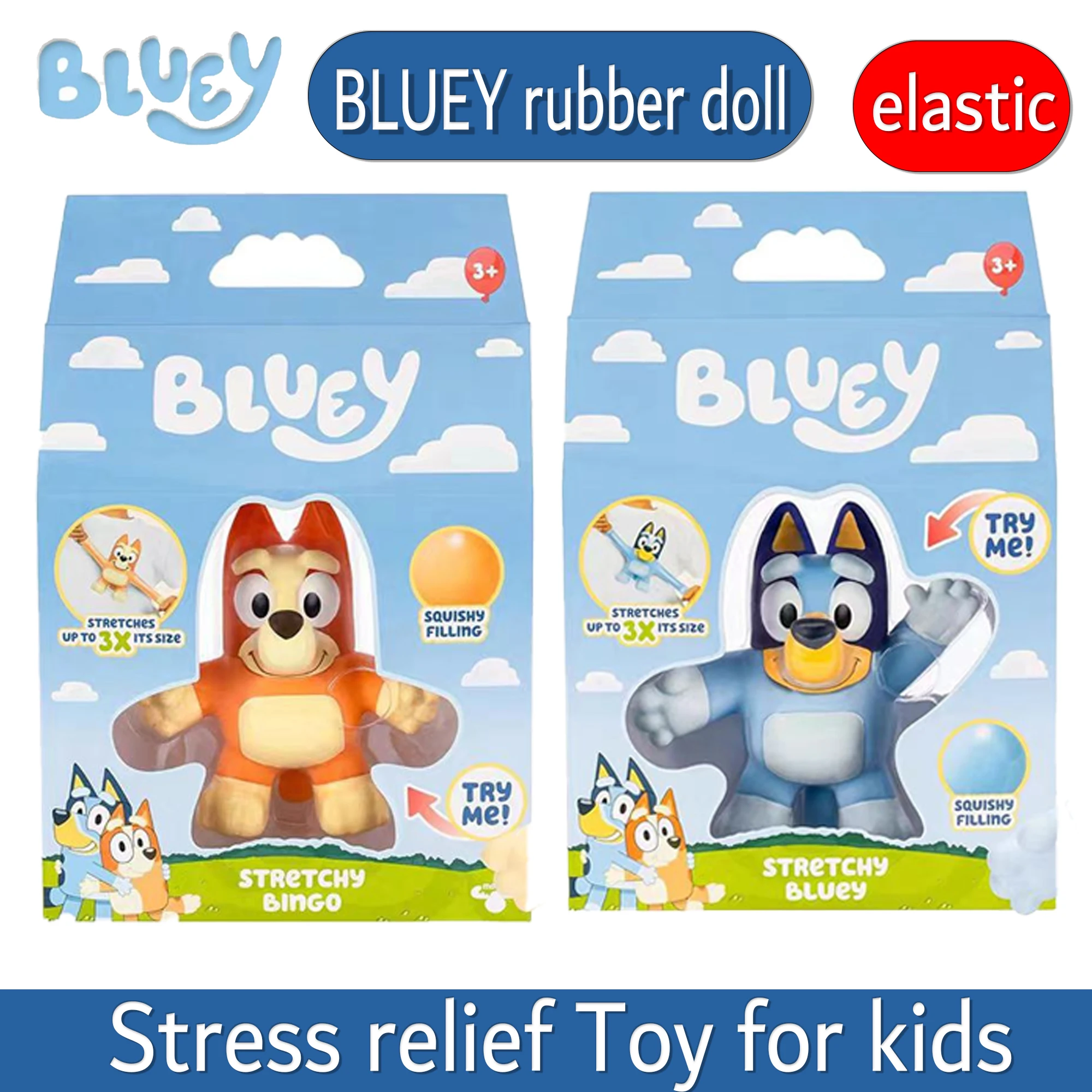 2Pcs/Set Bluey and Bingo Anime Figurines Toy Figures Movable Joints Action Figure Model Children Gift Rubber stress relief toy