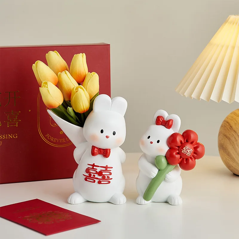 

HYS rabbit vase ornament living room flower arrangement bedroom wedding room decoration couple engagement wedding gift