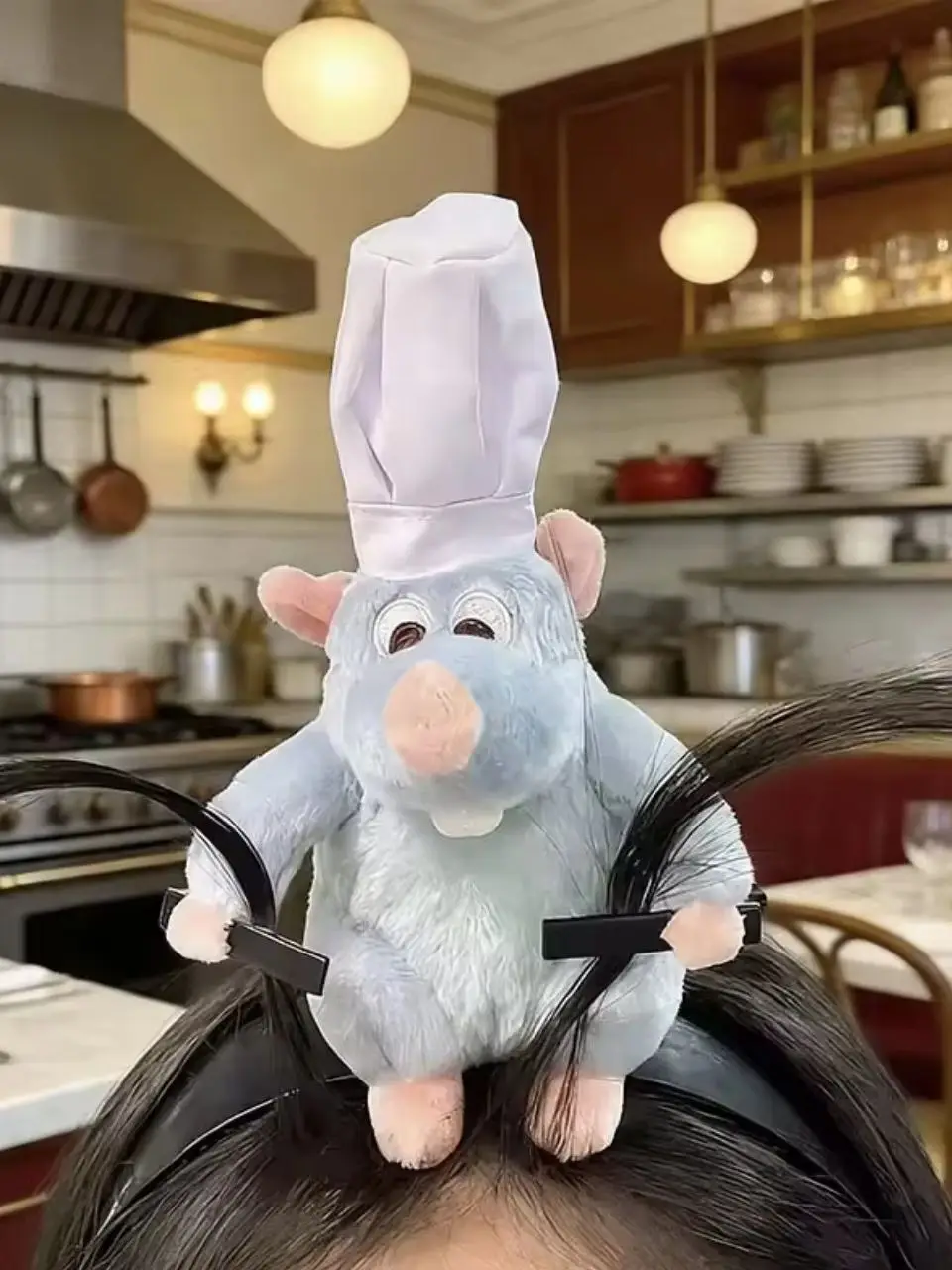 Opaska do włosów z głową myszy Ratatouille, śmieszna pluszowa opaska z kapibarą, dekoracja na Halloween, opaska do włosów z kapibarą dla kobiet, ozdoba do makijażu, spinka do włosów. — 2