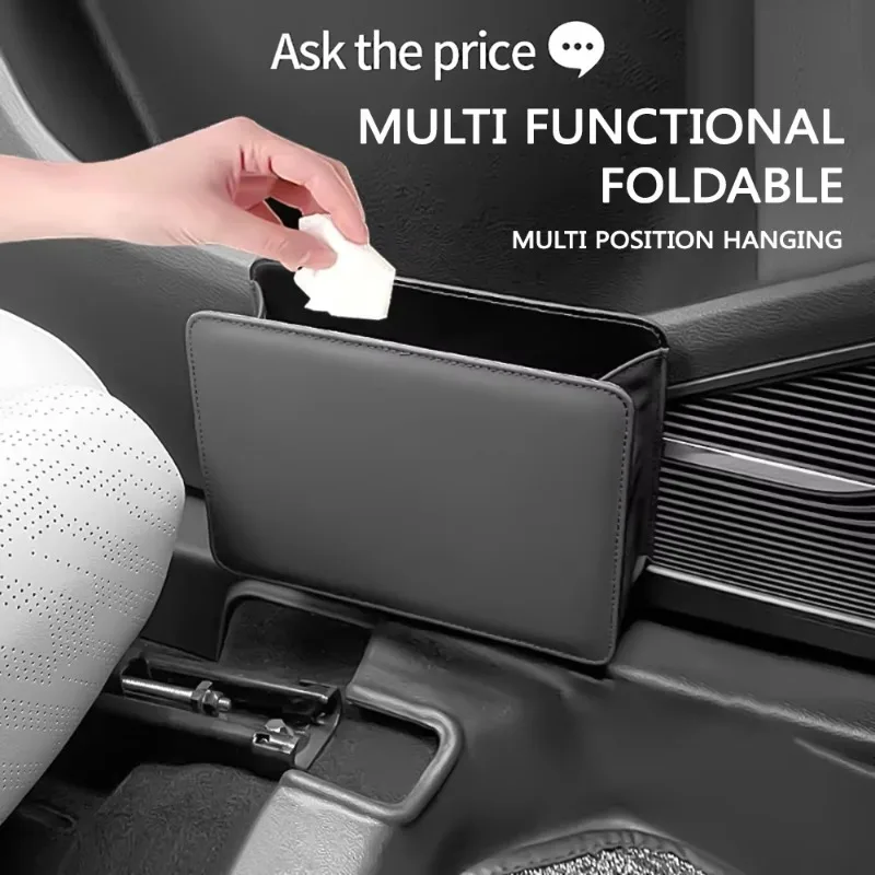 1 Pc Car Trash Can Car Door Storage Box Foldable Seat Back Hanging Storage Bag Storage Box Car Interior Products Accessories