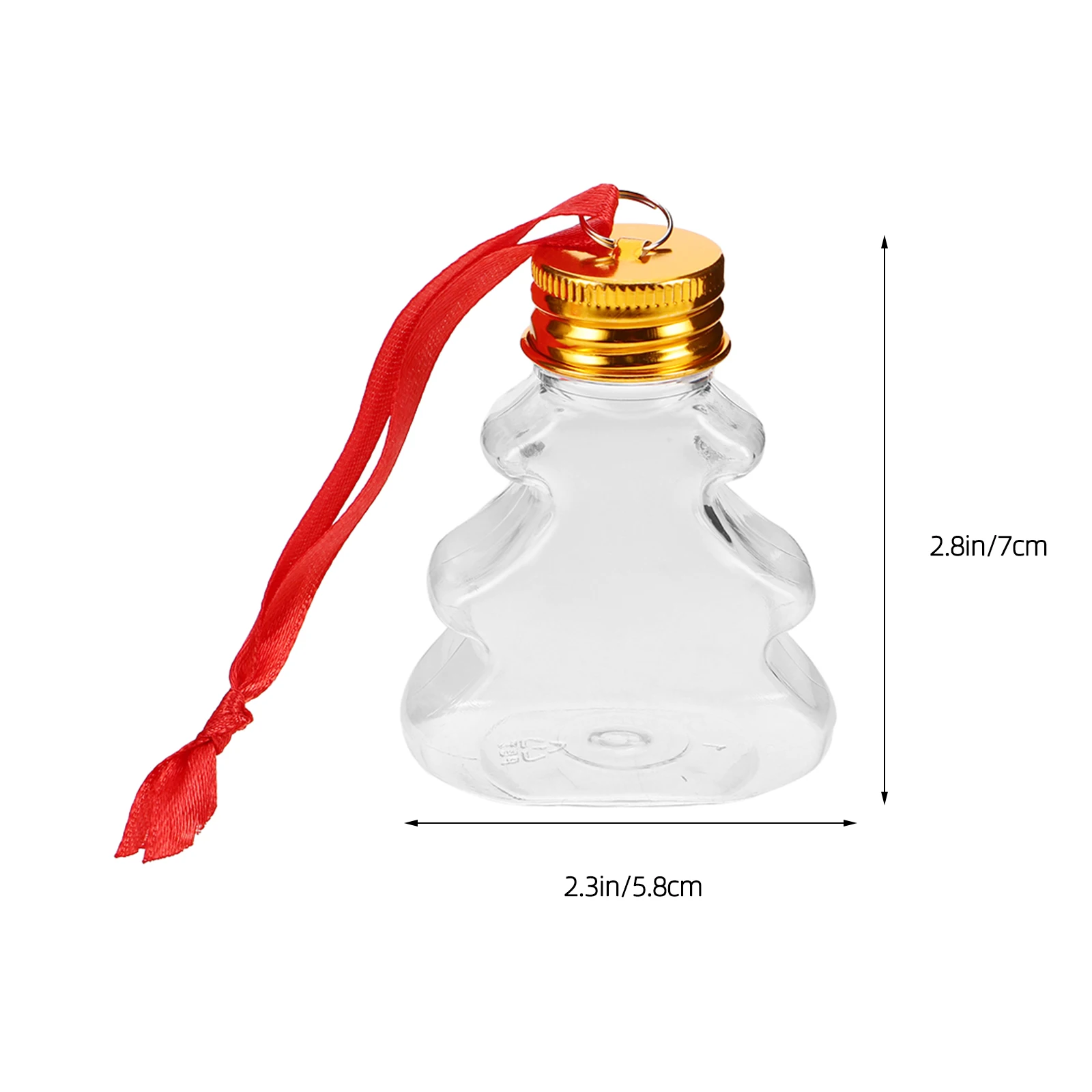 

12pcs Pet Plastic Bottles 50Ml Christmas Tree Shaped Ornaments Clear Fillable Drink Bulbs For Holiday Party Decorations Mini