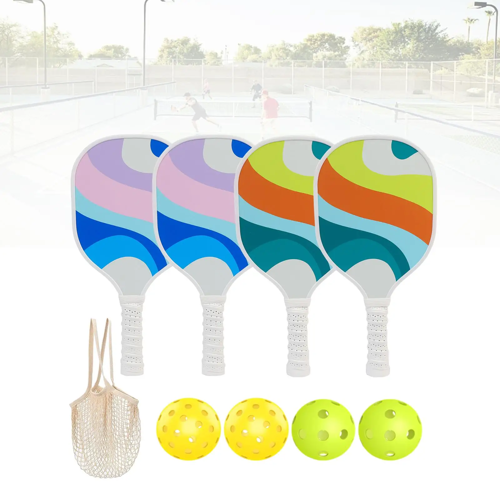 Pickleball Rackets with 4 Pickleball Balls for Men Women Indoor Outdoor Use