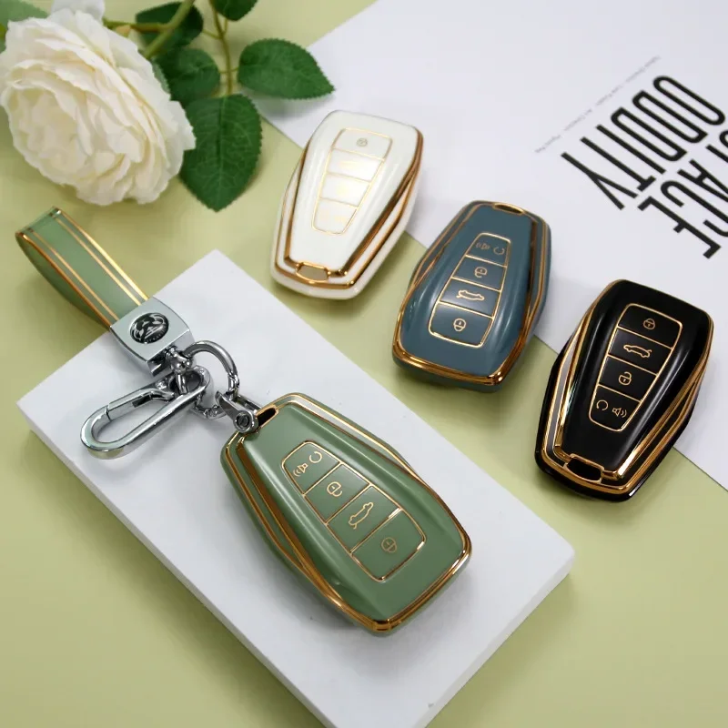 

TPU Car Key Case Cover Fob For Geely Coolray Atlas Boyue NL3 Emgrand X6 X7 EX7 GT GC9 Borui Holder Shell Accessories Keychain