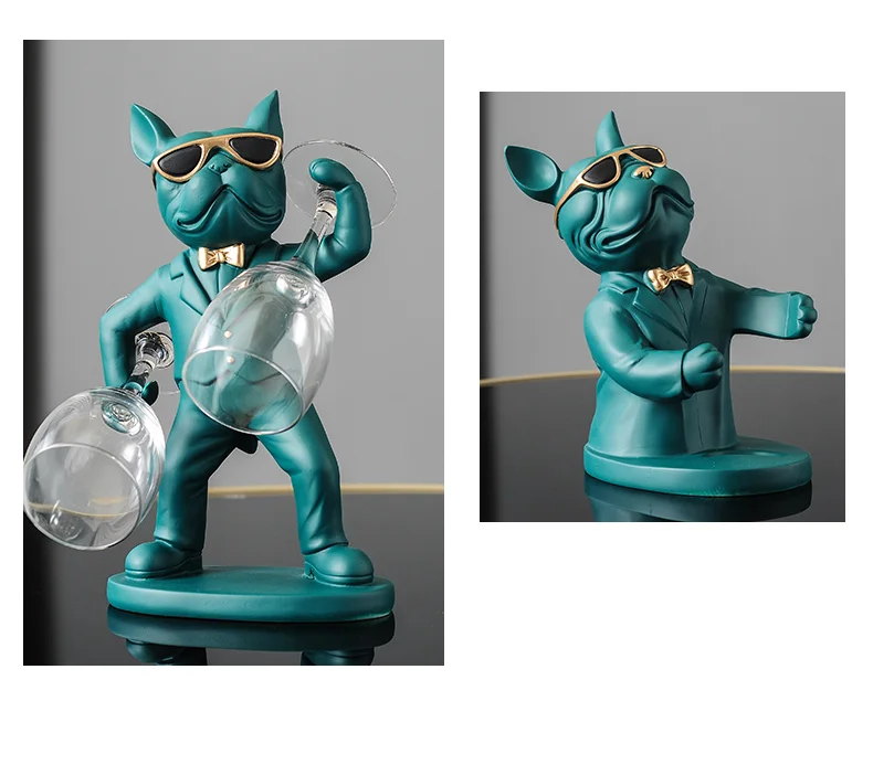Dekoration Tierfiguren Weinhalter Harz Handwerk Bulldogge Statue Weinflaschenhalter Schreibtisch Tisch Champagner Rack Raumdekoration – Detail 8