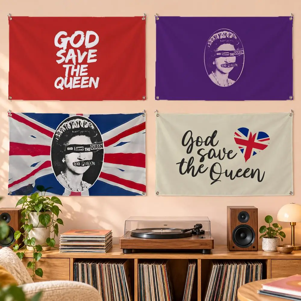 Fashion S-Save The Q-Queen Flags No Hem Wall Banner Indoor Outdoor For Home Party Garden Decor