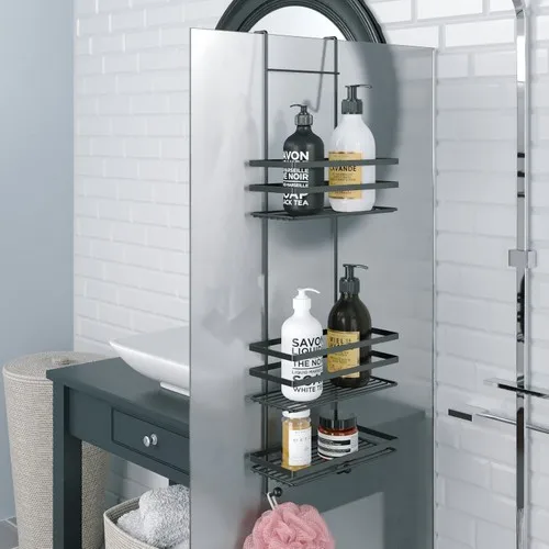 

2022 3 Tiers Hanging Bathroom Shower Shower Cabin Shelf Matt Black Home Style Portable Bath Organizer Free Shipping Item Fad Hot