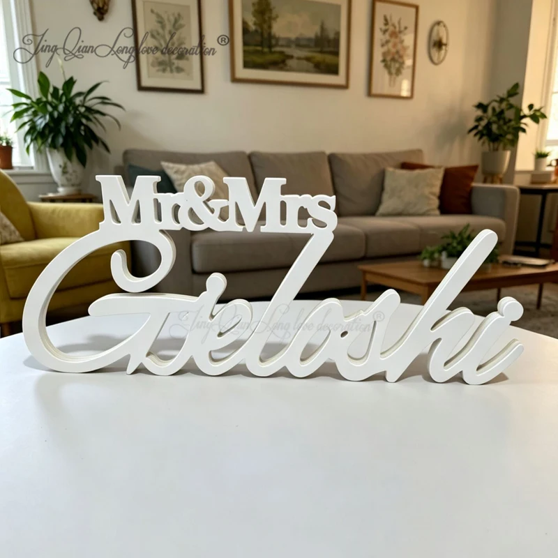 Customizable 'Mr. & Mrs.' Table Sign Freestanding Head Table Decoration with Personalized Couple Names for Weddings And Home Dec