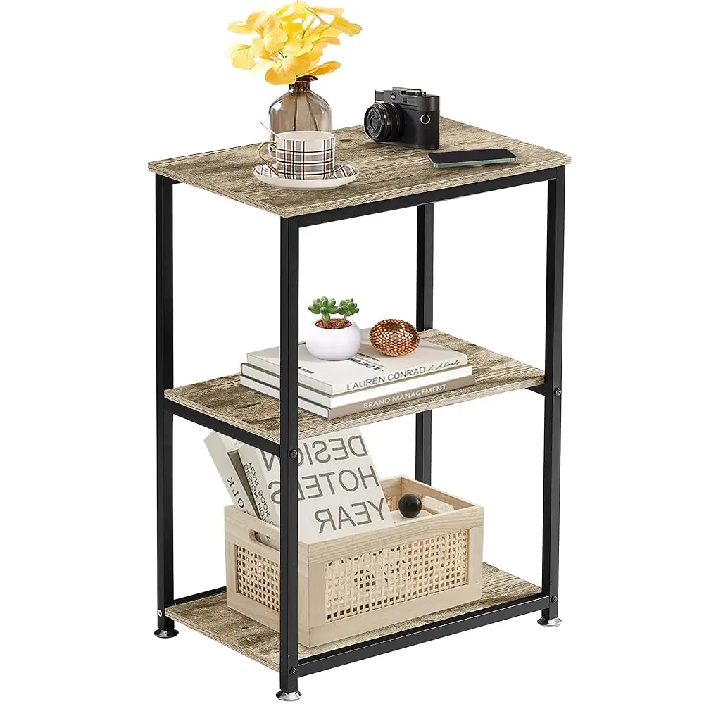 

Tall End Side Table,30"" Height Nightstand With 3-Tier Storage Shelf For Living Room Bedroom Office Hallway Study