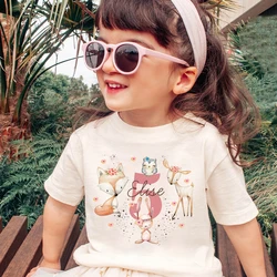 Personalized forest animal birthday kids shirt Toddler Natural custom T Shirt Retro Kids Shirt Youth tops Tee