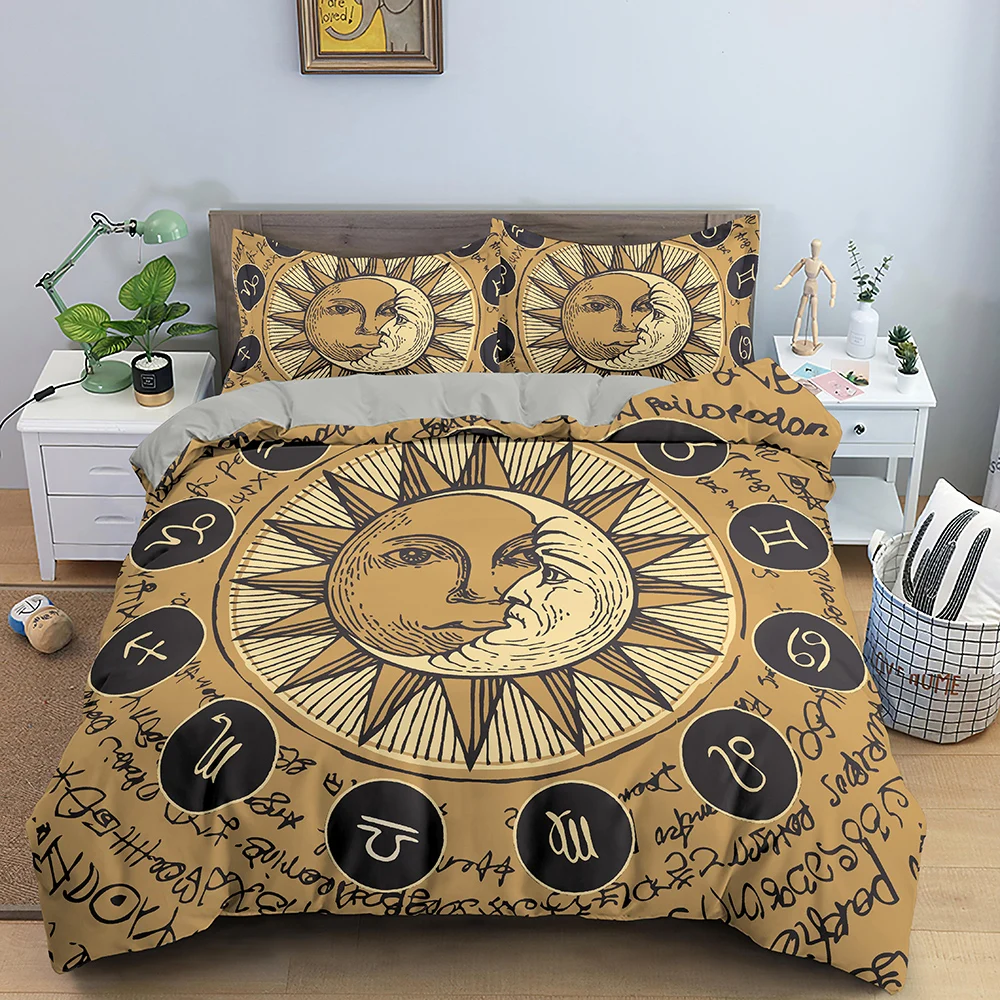 

Divination Pattern Duvet Cover Set Single Queen King Size Quilt Cover Microfiber Sun And Moon Pattern Mandala Theme Bedding Set