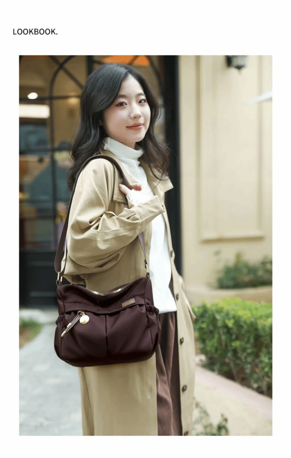 Lässige Nylon-Umhängetasche, leichte, einfarbige Umhängetasche, große Kapazität, Einzelschultertasche für Damen – Detail 18