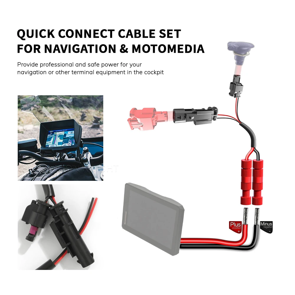 For BMW R1300GS R 1300 GS F900GS F 900 GS R1250GS R 1250 GS R1200GS F750GS Quick Connect Cable Set For Navigation / Moto Media