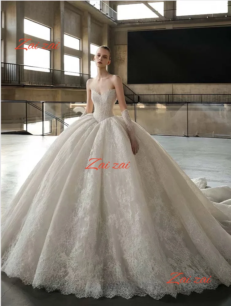 맞춤형 민소매 볼 가운 웨딩 드레스 로맨틱 아플리케 연인 공주 신부 Vestido De Novia