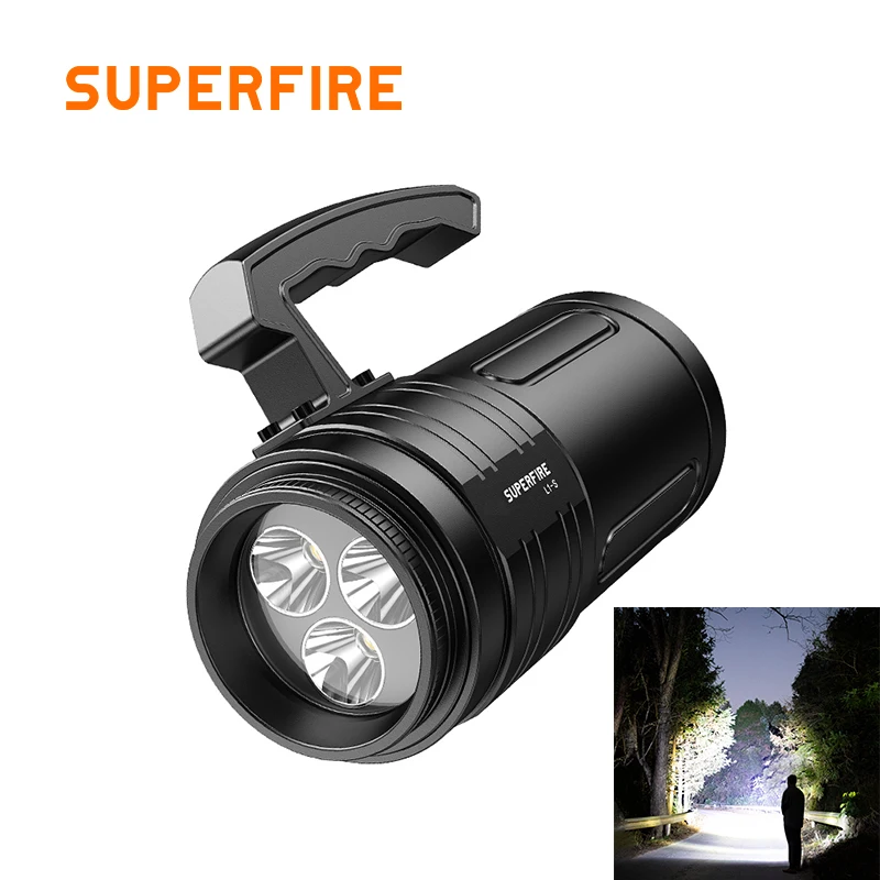 

Bright Rechargeable LED L1-S Searchlight High Power Battery Display Black Searchlight With Induction Taillight