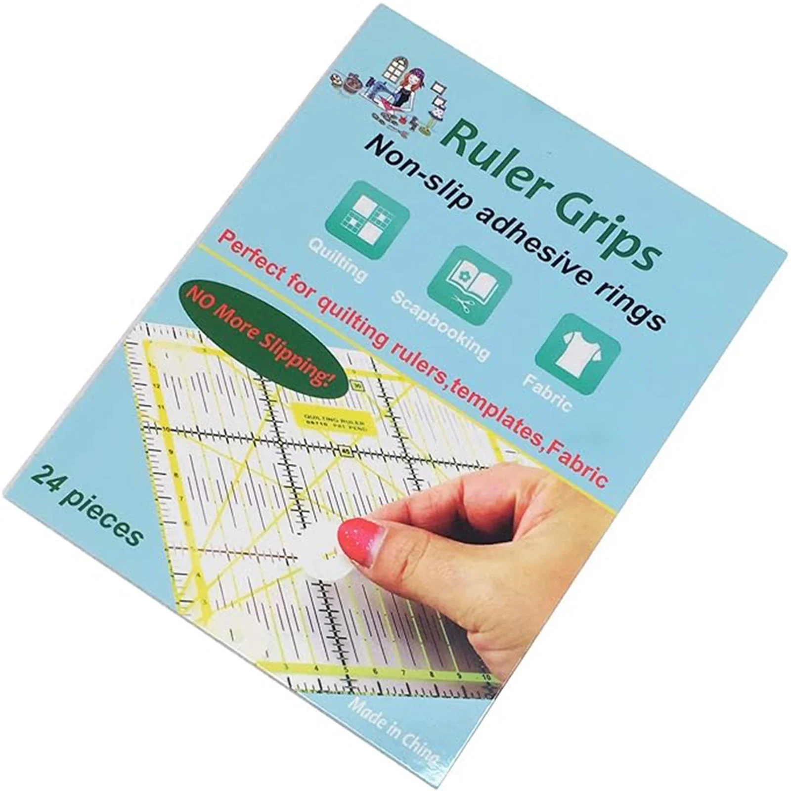 48 قطعة إجمالية-24 كبيرة و24 مقابض سيليكون صغيرة غير قابلة للانزلاق لقوالب اللحاف، مساطر اللحف، حلقات دعم لاصقة أداة خياطة #6