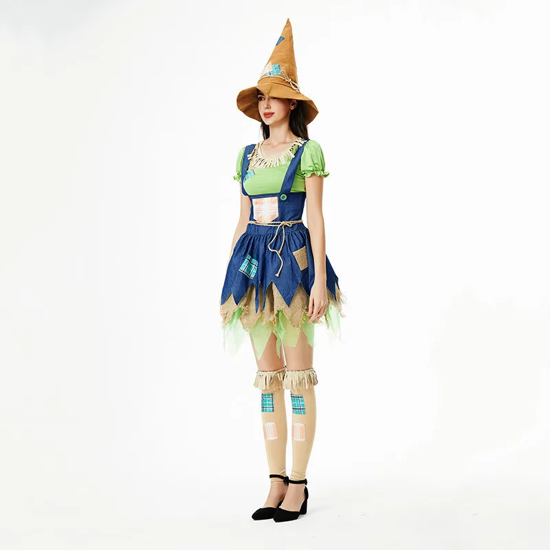 Halloween Costume Witch Dress Set Straw Figurine Costume Cosplay Funny Costume Performance Costume Party Character Clothing Set