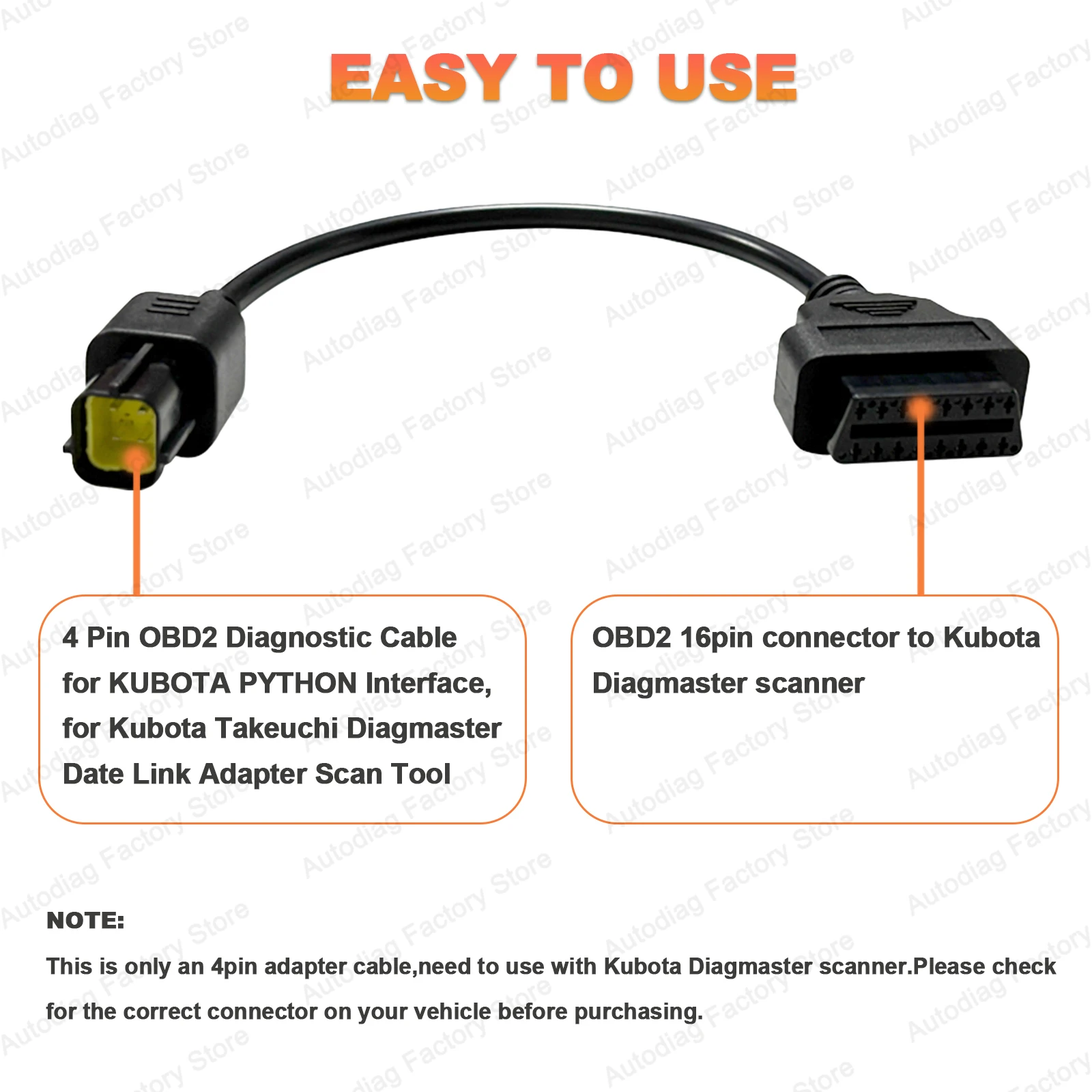 クボタタケウチ用4ピンOBD2診断ケーブル、クボタDiagmaster掘削機