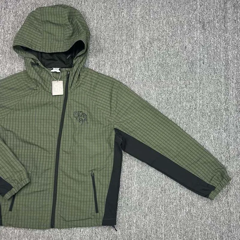 

New Mertra Jacket Streetwear Casual Men Women Hooded Windbreaker Fashionable Bevel Zipper Checkered MERTRA Jackets Outerwear