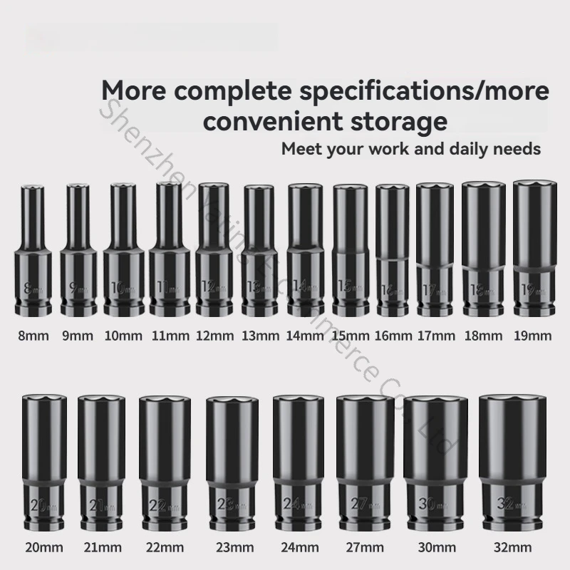 Electric Wrench Inner and Outer Hexagon Lengthened Wind Gun Sleeve Head Batch Head Size Flying Auto Repair Tool Set