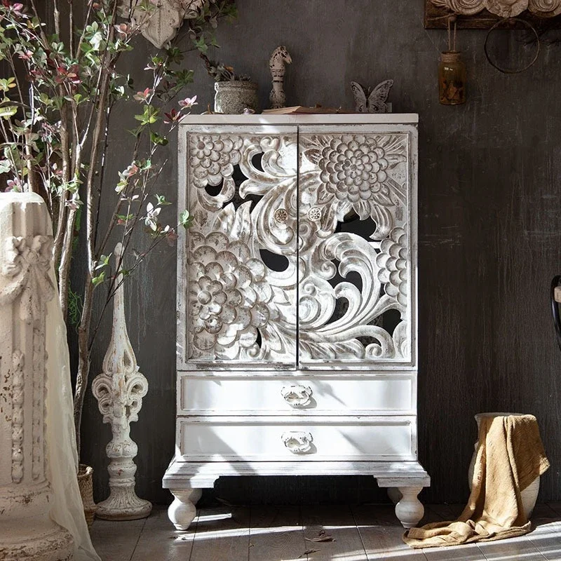 Retro old carved bedroom chest B & B creative decorative cabinet entrance