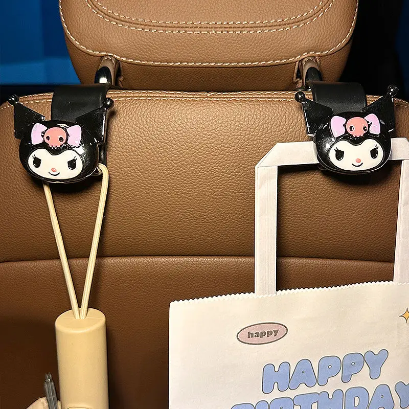 

Sanrio Kuromi Car Seat Back Seat Hidden Hook Kawaii Anime Pacha Sundries Storage Hook 1pair of Car Decorations