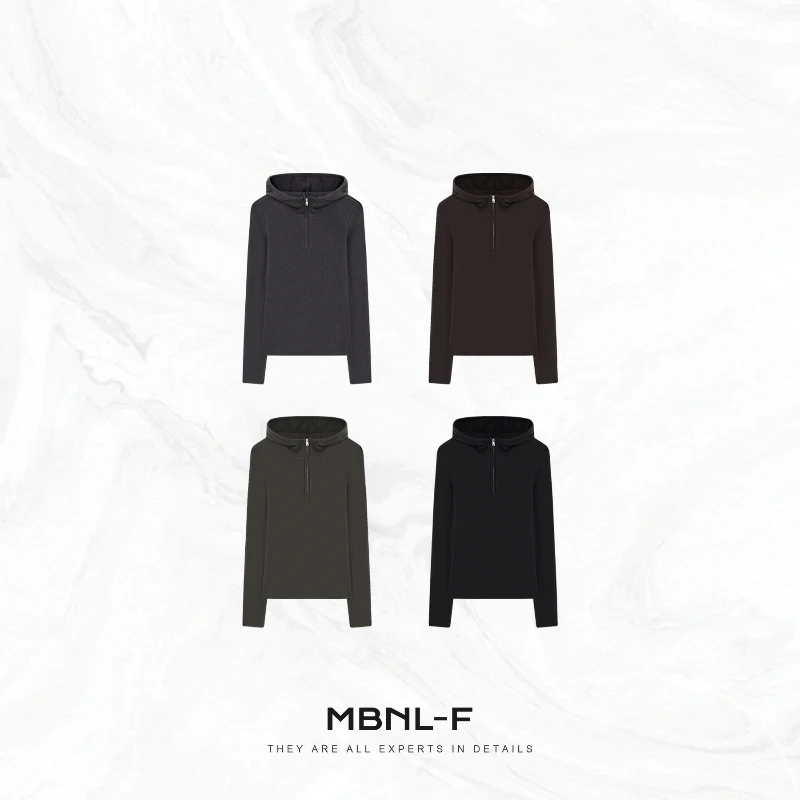 

Warm Knitted Fce Lined f Zip Hoodie MBNLF Cozy Furnace Hat Sweatirt Women's Faion Autumn 2025 Trend XMXSY5506