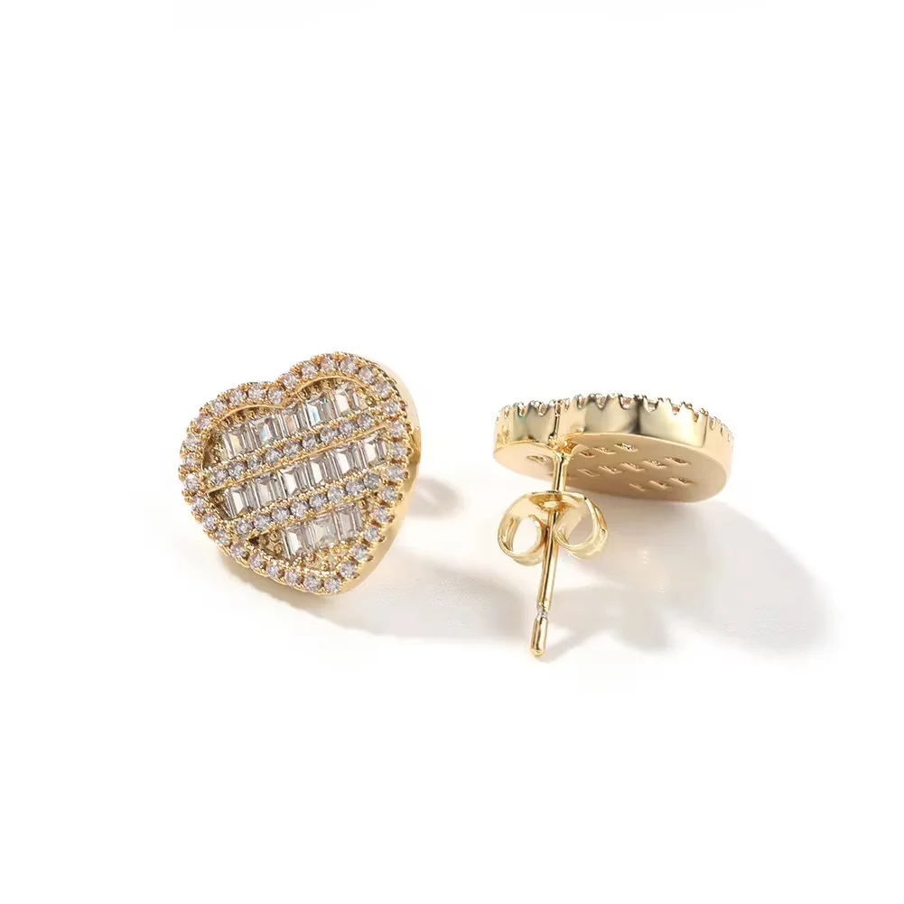 

14K Gold Trendy Heart Lab Diamond Stud Earring 925 Sterling Silver Engagement Wedding Earrings for Women Gemstone Party Jewelry