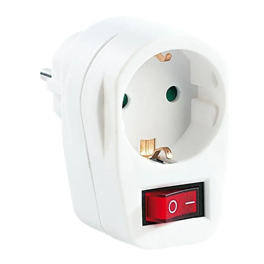 2 PCS Shock-proof European Standard German Plug Adapter Extender Switch Power Conversion White Portable Socket Adapter Hotel